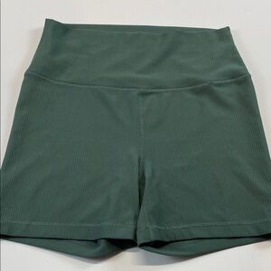 90 Degree by Reflex Rib Everyday Shorts Green High Rise Stretch Women Sz XL